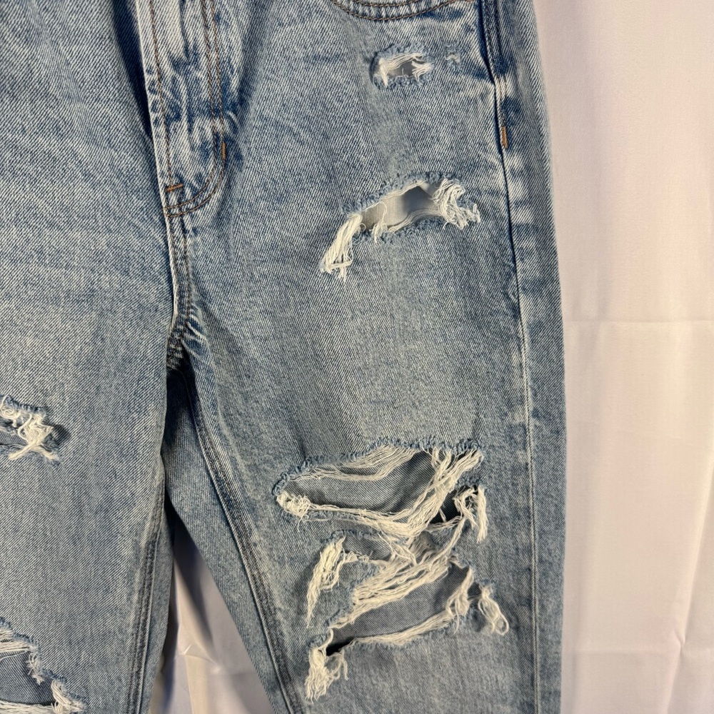 American Eagle Mom Jeans Size 4 27W Super High Rise Light Super Bleach Strigid - Picture 5 of 15